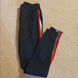 Spiritual Gangster Rainbow Striped Zip Leggings